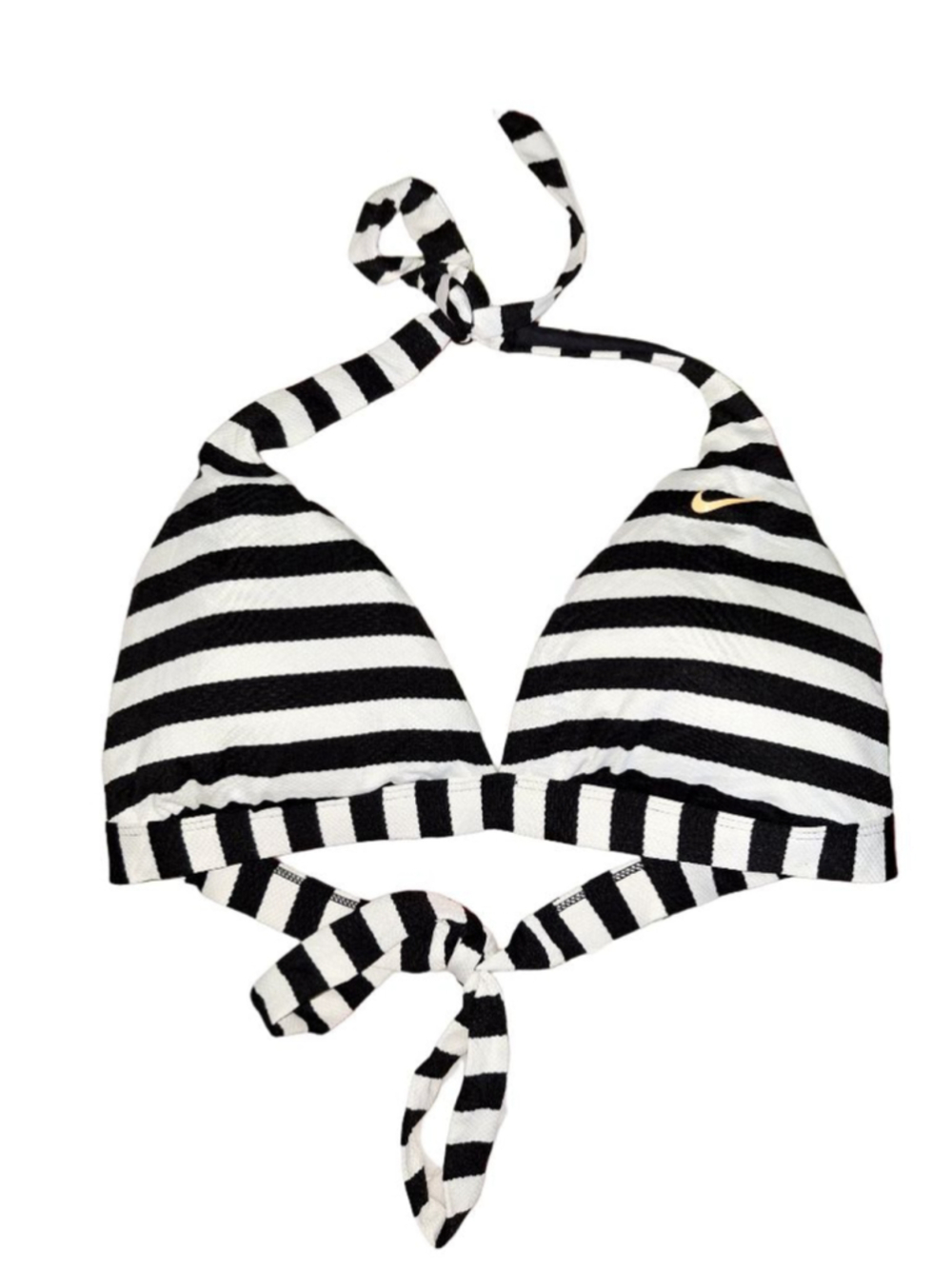 Nike Black & White Striped Halter Bikini Top